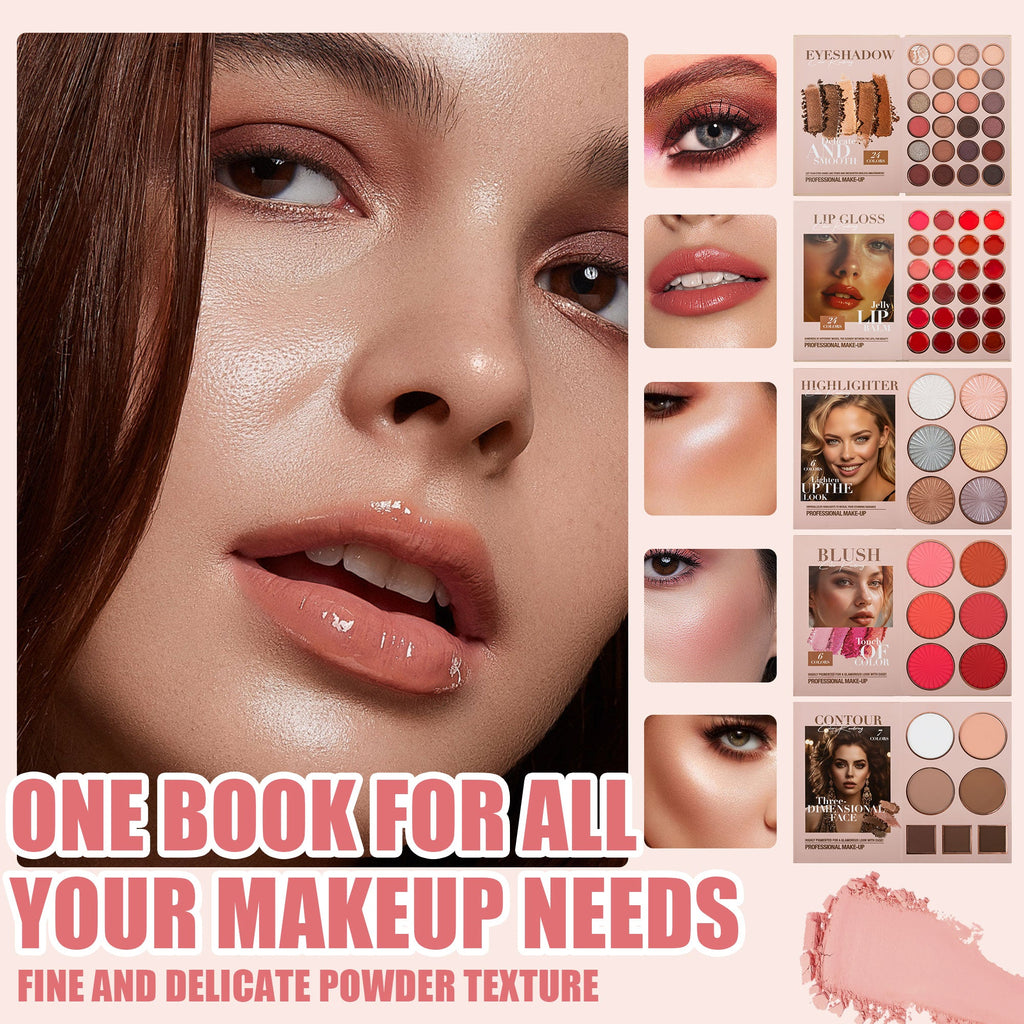 Professional Nude Makeup Palette Set, 67 Colors With Eyeshadow, Highlighter, Blush, Contour For Full Face Looks