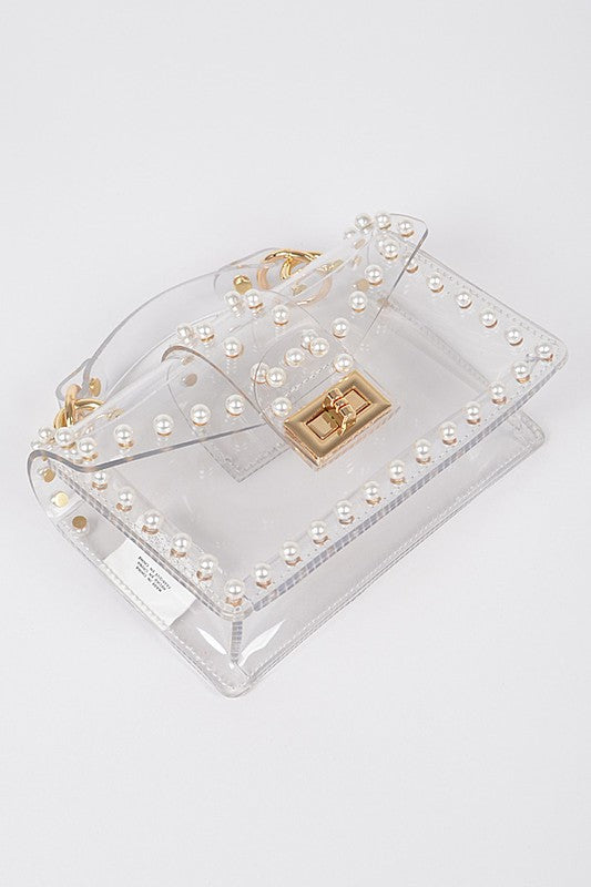 Pearl Studs Clear Stadium Bag – Stylish Event-Approved Purse
